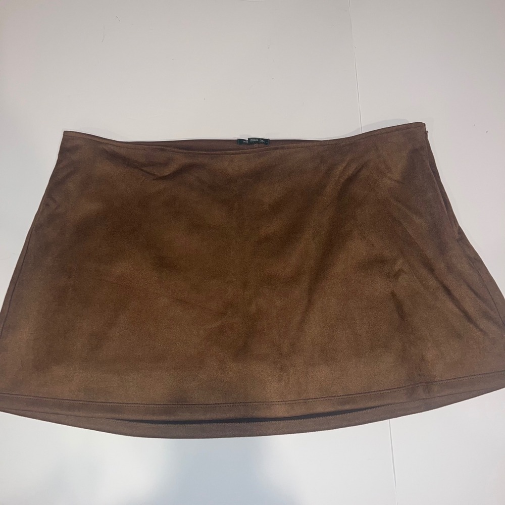Wild Fable Skort Women XL Brown Faux Suede Side Zip Mini Skirt Shorts